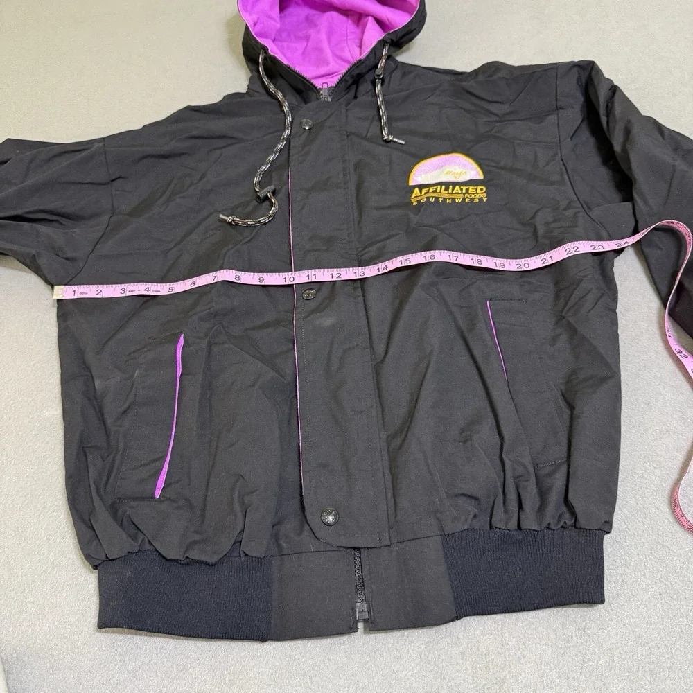 Vtg‎ Bomber Jacket Mens Large Black Hooded Full Zip Pro Fit Union USA 90s Custom